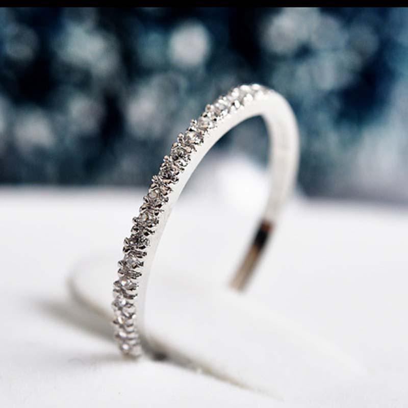 Jz002 Single Row Gold-Plated Fine Tail Ring Female Full Diamond Zircon Micro Diamond Ring Korean Joint Jewelry