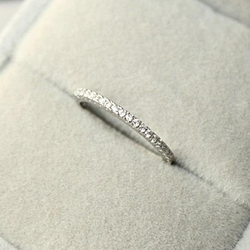 Jz002 Single Row Gold-Plated Fine Tail Ring Female Full Diamond Zircon Micro Diamond Ring Korean Joint Jewelry