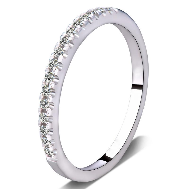Jz002 Single Row Gold-Plated Fine Tail Ring Female Full Diamond Zircon Micro Diamond Ring Korean Joint Jewelry