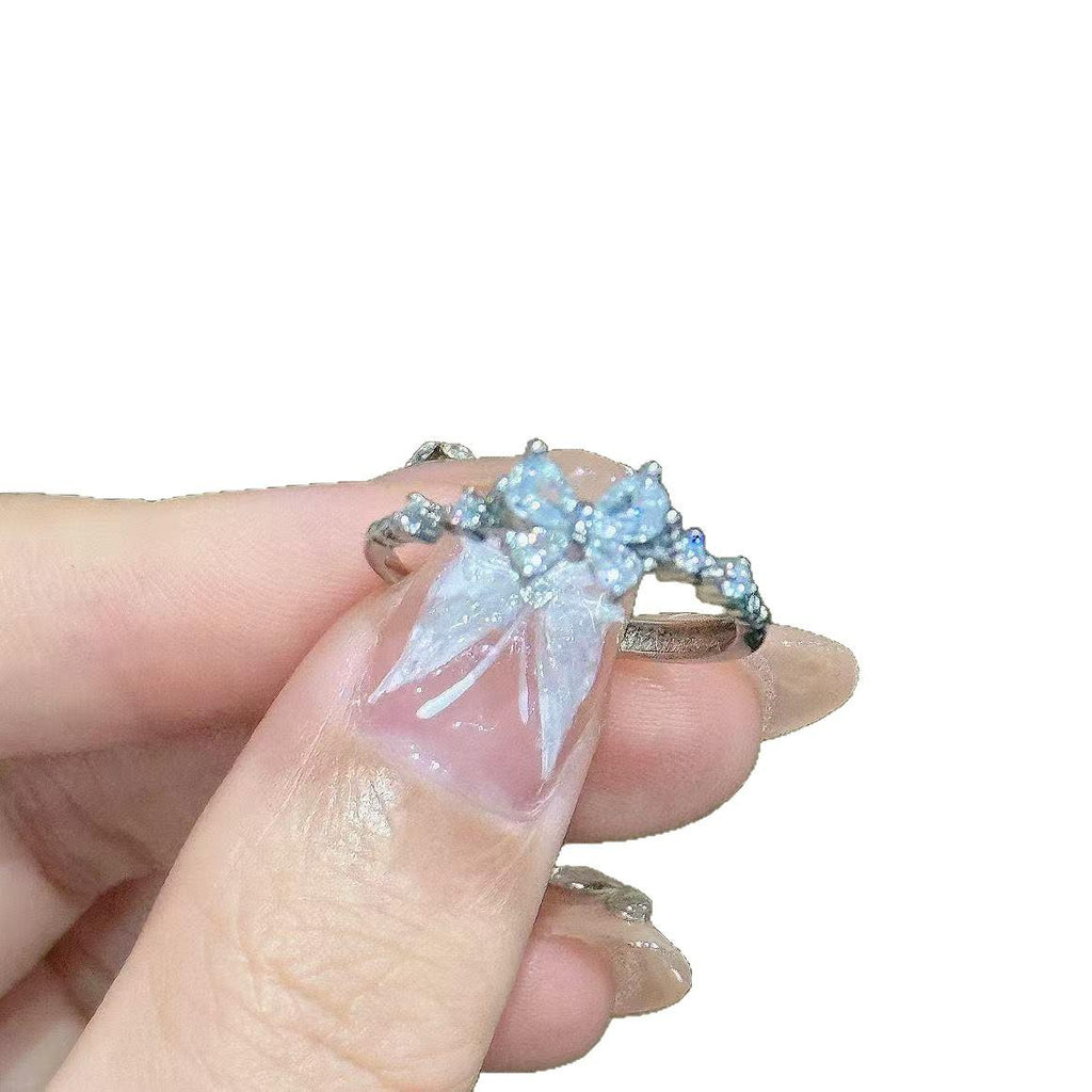 Bowknot Sweet Princess Ring Girlfriends Ring Sweet Super Fairy Two-Person Ring Niche Design Birthday Gift