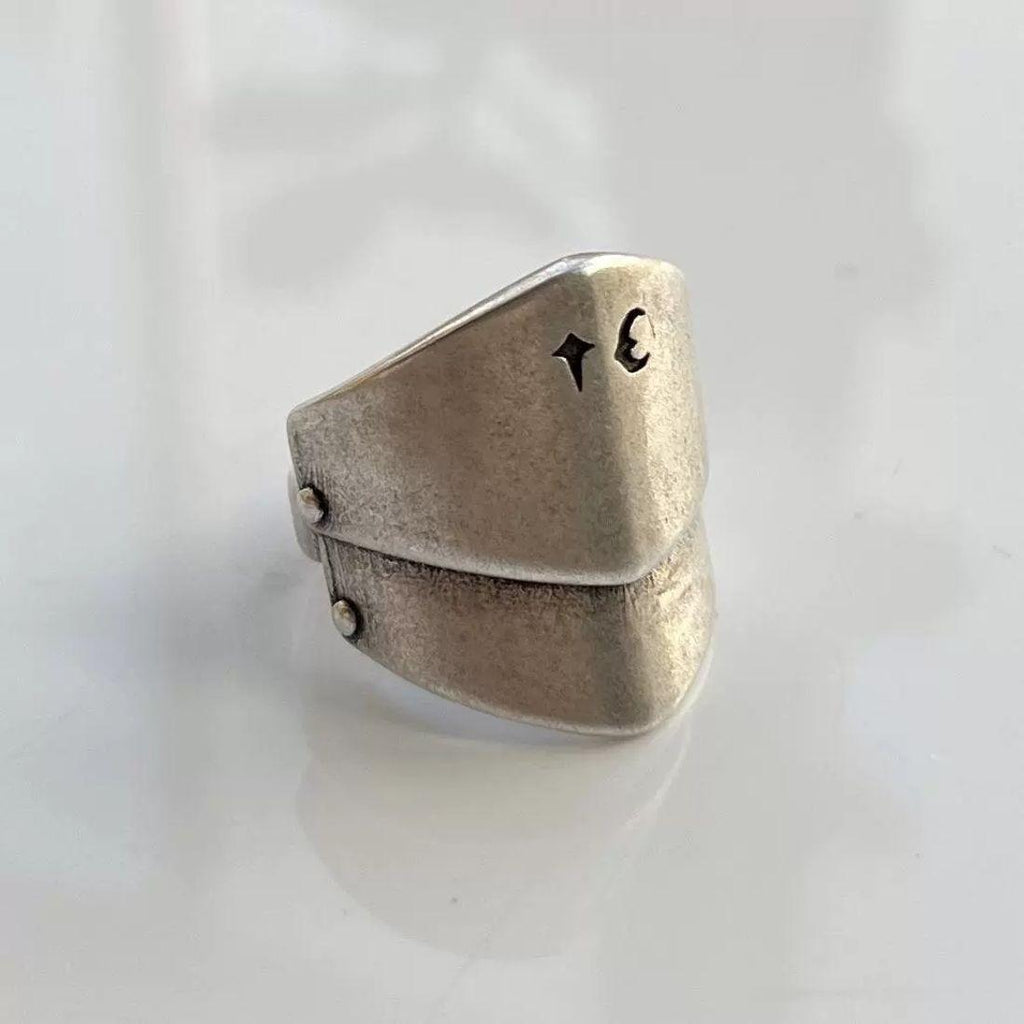 Cross-Border New Armor Joint Distressed Ring European and American Personality Retro Star Moon Unisex Ring Female