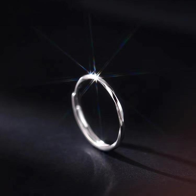 925 Silver-Plated Plain Ring Niche Design Index Finger Ring Simple Cold Style Ring All-Match Jewelry