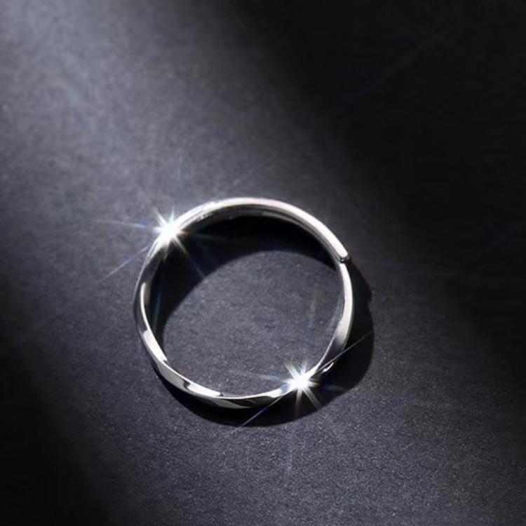 925 Silver-Plated Plain Ring Niche Design Index Finger Ring Simple Cold Style Ring All-Match Jewelry