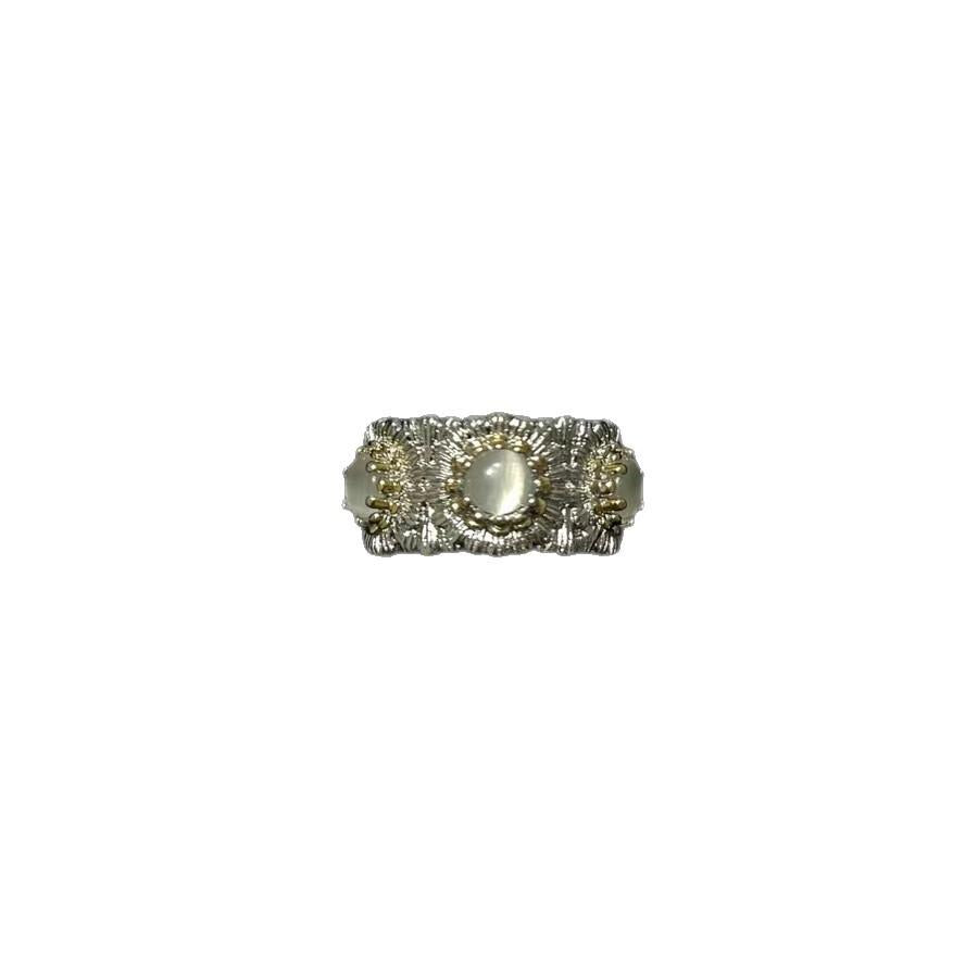 Italian Designer Heavy Industry Light Luxury Colorful Treasure Daisy Ring Retro Design Brushed Flower Ring for Women