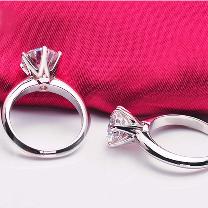 Jz017 Six-Claw Simulation Women's Diamond Ring 50 Points White Gold Wedding 1 Karat 2 Karat 3 Karat Zircon Ring