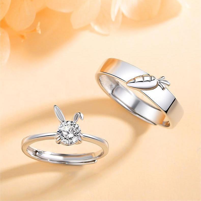 INS Trendy Eat You Radish and Rabbit Couple Ring Niche Design Simple Fashion Ol Exquisite Cute Ring