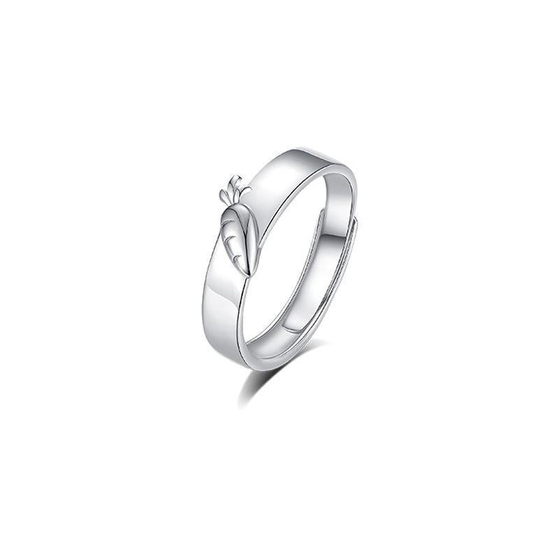 INS Trendy Eat You Radish and Rabbit Couple Ring Niche Design Simple Fashion Ol Exquisite Cute Ring