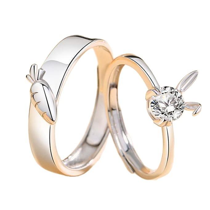 INS Trendy Eat You Radish and Rabbit Couple Ring Niche Design Simple Fashion Ol Exquisite Cute Ring