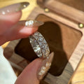 Italian ~ Ancient Style Lace Rhombus Ring Female Plated 18K Niche Exquisite Hollow Index Finger Ring Full Diamond Ring