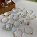 Moonstone Irregular Sterling Silver Ins All-Match Ring Female Niche Design Non-Fading Combination Ring Simple Plain Ring