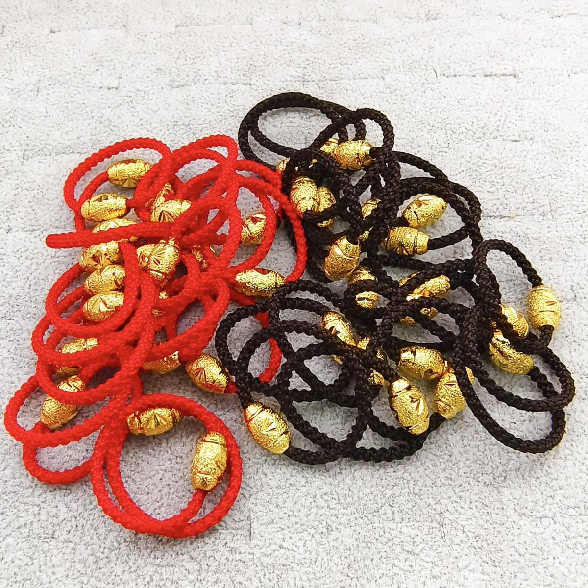 Wholesale Sand Gold Red Rope Ring Gold Plated TikTok Live Broadcast Non-Fading Doudou Couple Ring Lucky Beads Accessories
