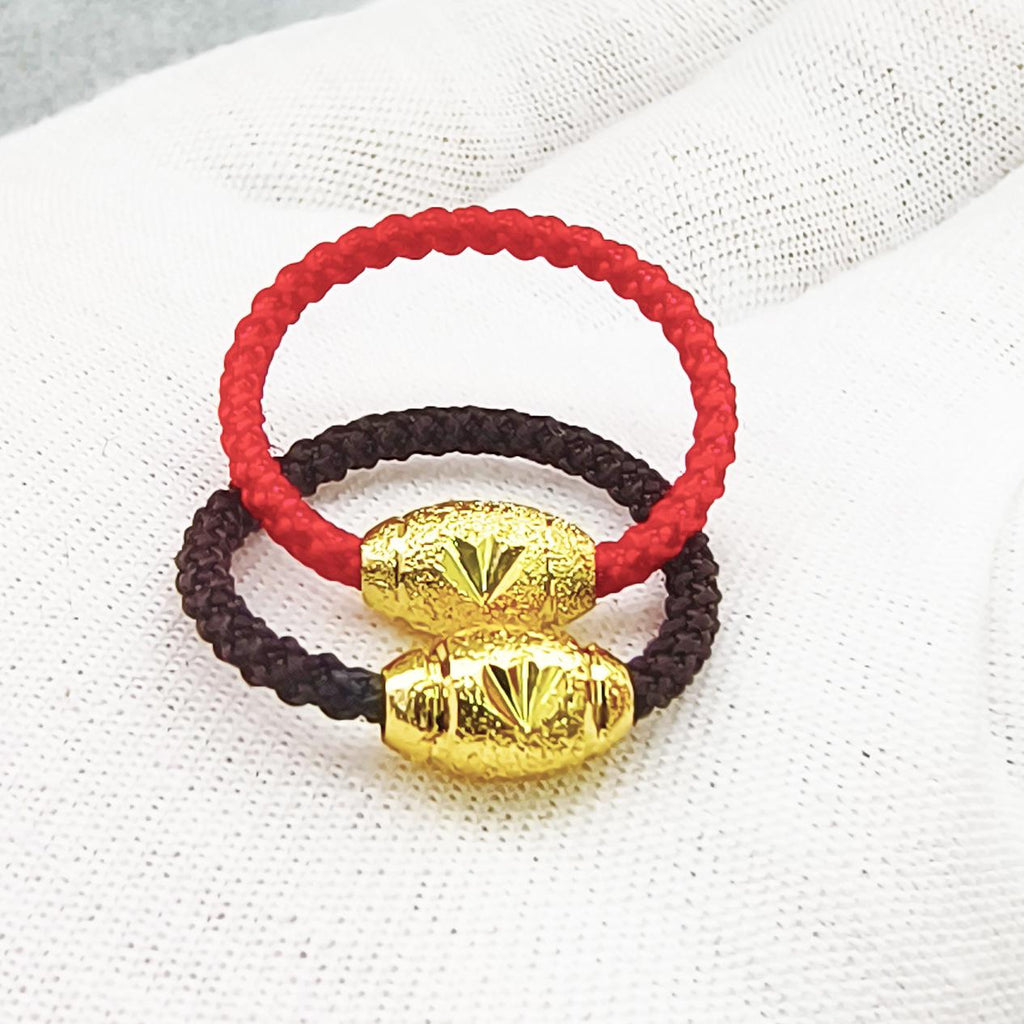 Wholesale Sand Gold Red Rope Ring Gold Plated TikTok Live Broadcast Non-Fading Doudou Couple Ring Lucky Beads Accessories