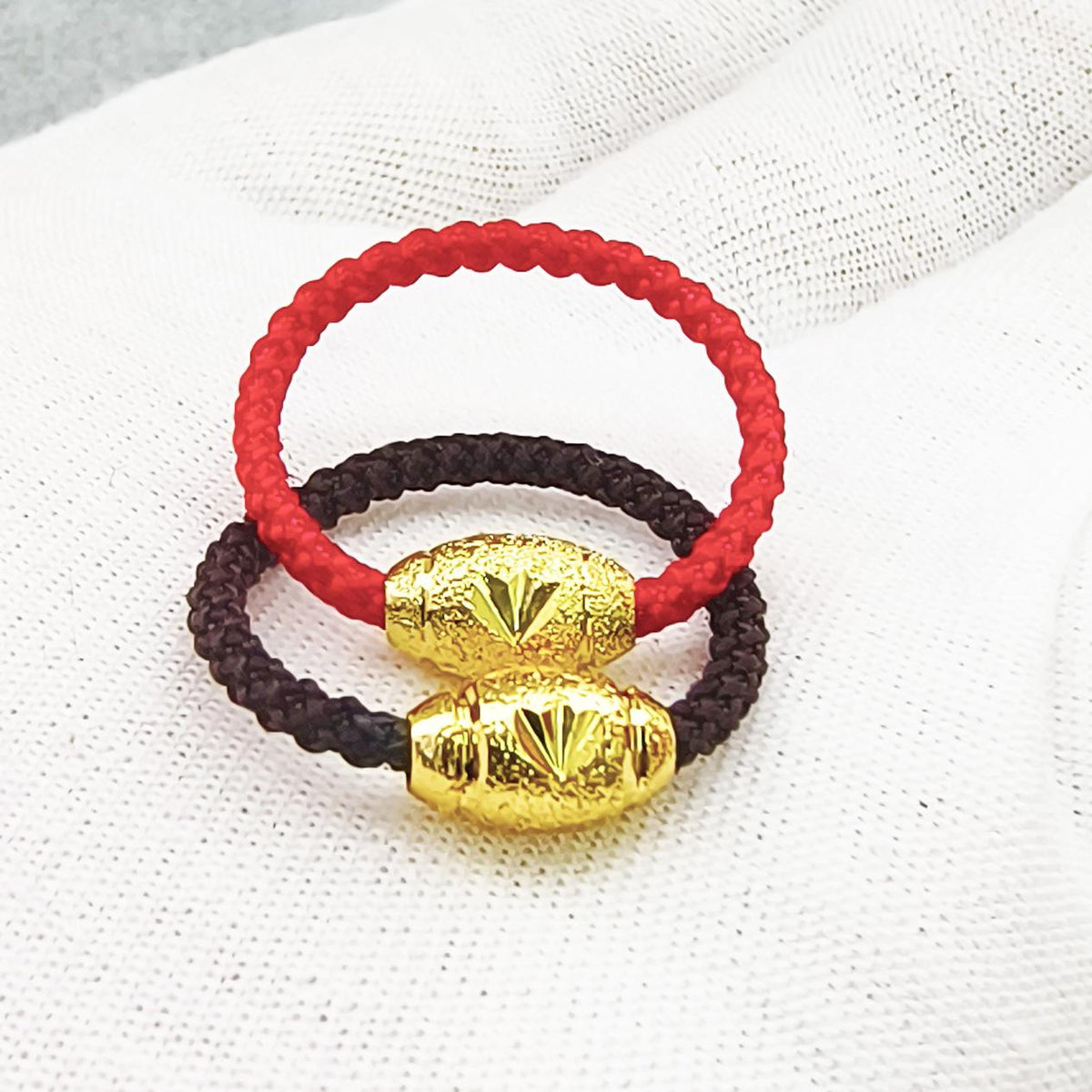 Wholesale Sand Gold Red Rope Ring Gold Plated TikTok Live Broadcast Non-Fading Doudou Couple Ring Lucky Beads Accessories
