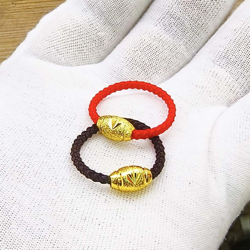 Wholesale Sand Gold Red Rope Ring Gold Plated TikTok Live Broadcast Non-Fading Doudou Couple Ring Lucky Beads Accessories