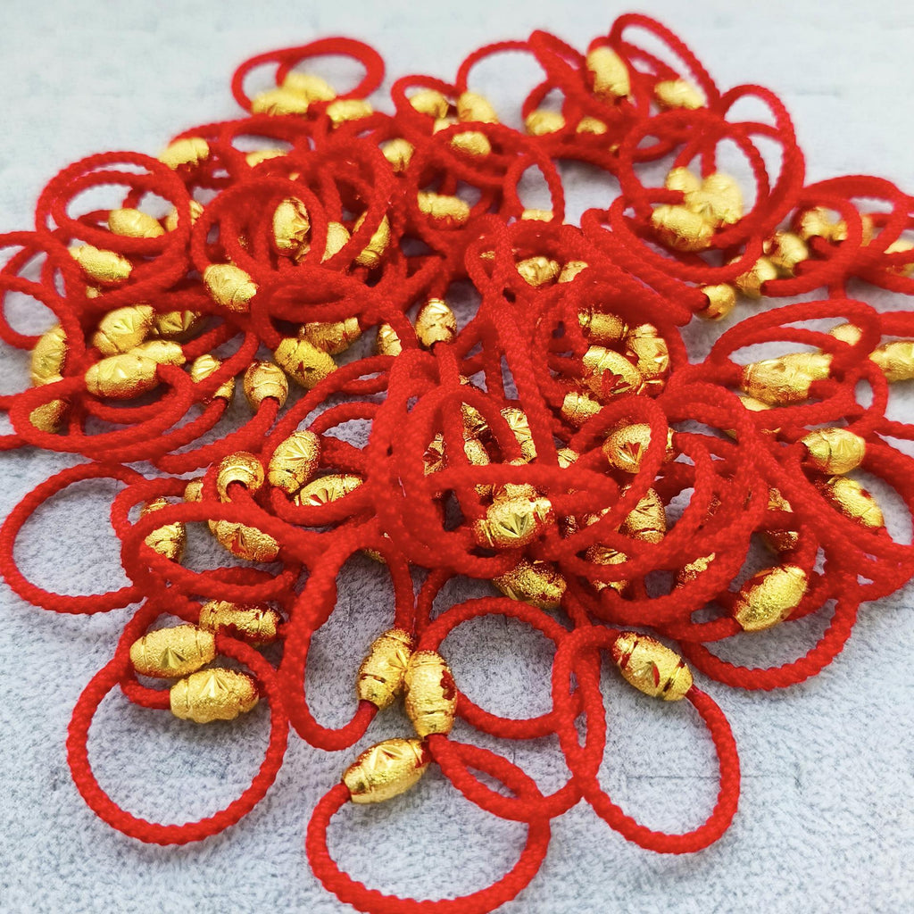 Wholesale Sand Gold Red Rope Ring Gold Plated TikTok Live Broadcast Non-Fading Doudou Couple Ring Lucky Beads Accessories