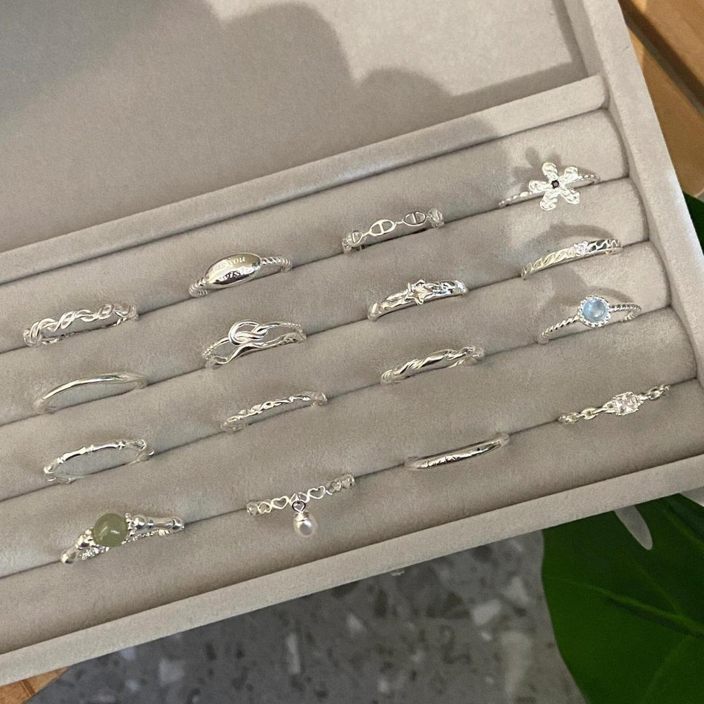 Korean New 925 Sterling Silver Plain Ring Female Light Luxury Niche Ins Style High-Grade Open Adjustable Ring