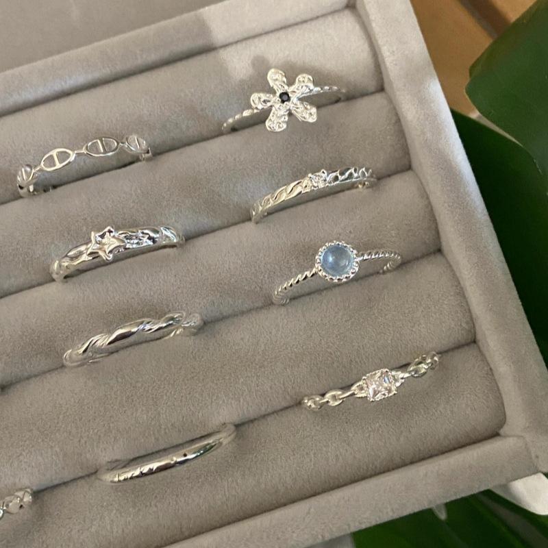 Korean New 925 Sterling Silver Plain Ring Female Light Luxury Niche Ins Style High-Grade Open Adjustable Ring