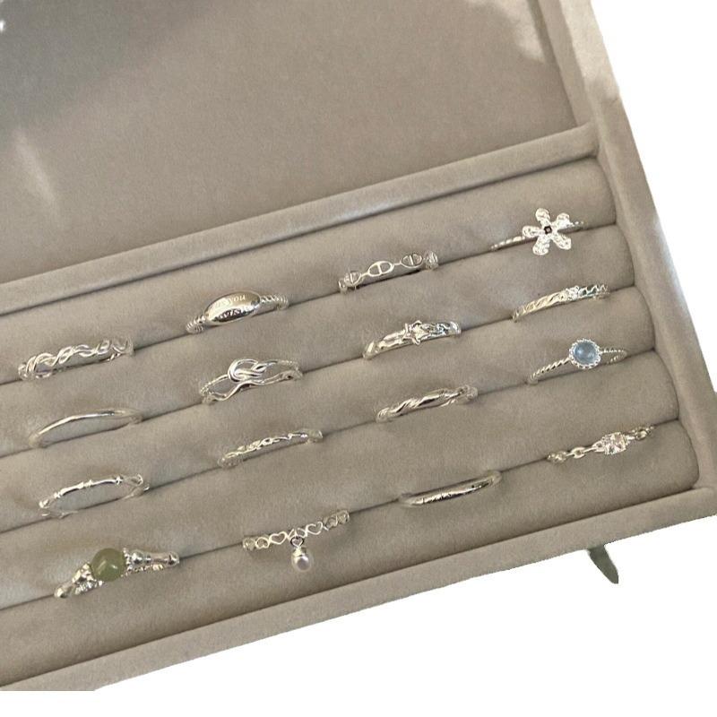 Korean New 925 Sterling Silver Plain Ring Female Light Luxury Niche Ins Style High-Grade Open Adjustable Ring