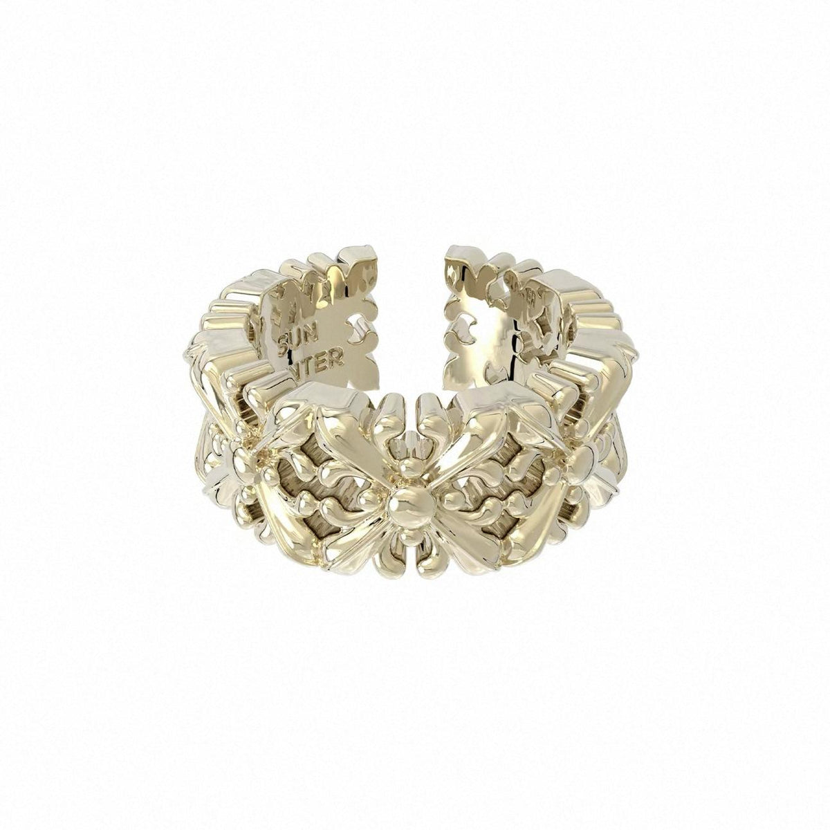 Horizontal Jewelry Same Style Titanium Golden Iris Full Ring Open Retro Light Luxury Maillard Jewelry Niche Female
