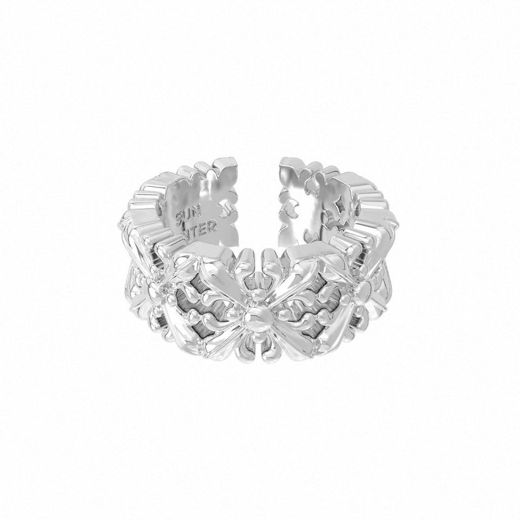 Horizontal Jewelry Same Style Titanium Golden Iris Full Ring Open Retro Light Luxury Maillard Jewelry Niche Female
