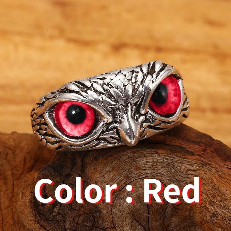 Retro Devil Eye Owl Ring Creative Exaggerated Animal Couple Open Adjustable Ring Wish