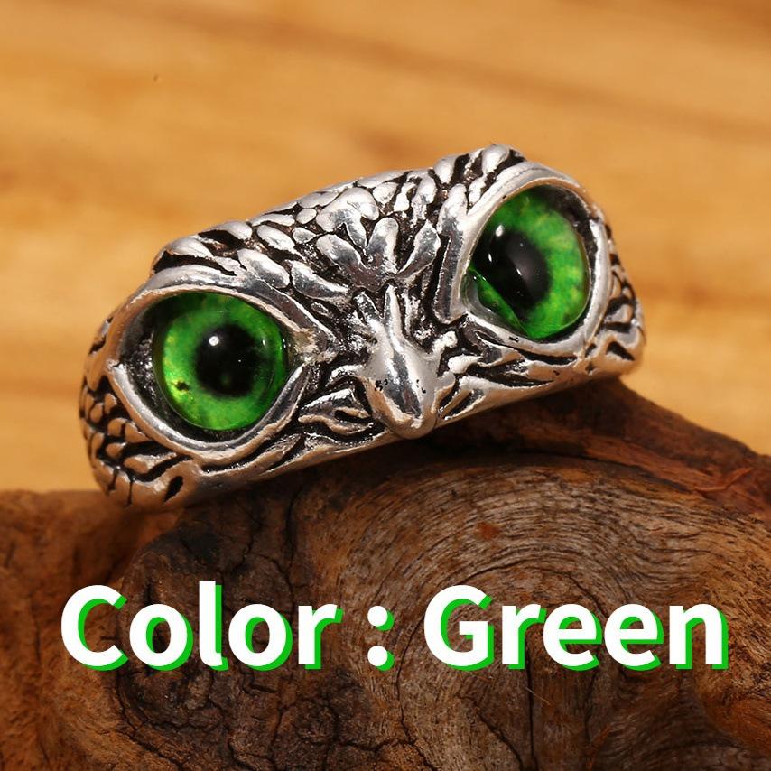 Retro Devil Eye Owl Ring Creative Exaggerated Animal Couple Open Adjustable Ring Wish