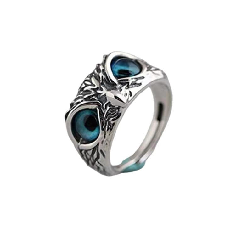 Retro Devil Eye Owl Ring Creative Exaggerated Animal Couple Open Adjustable Ring Wish