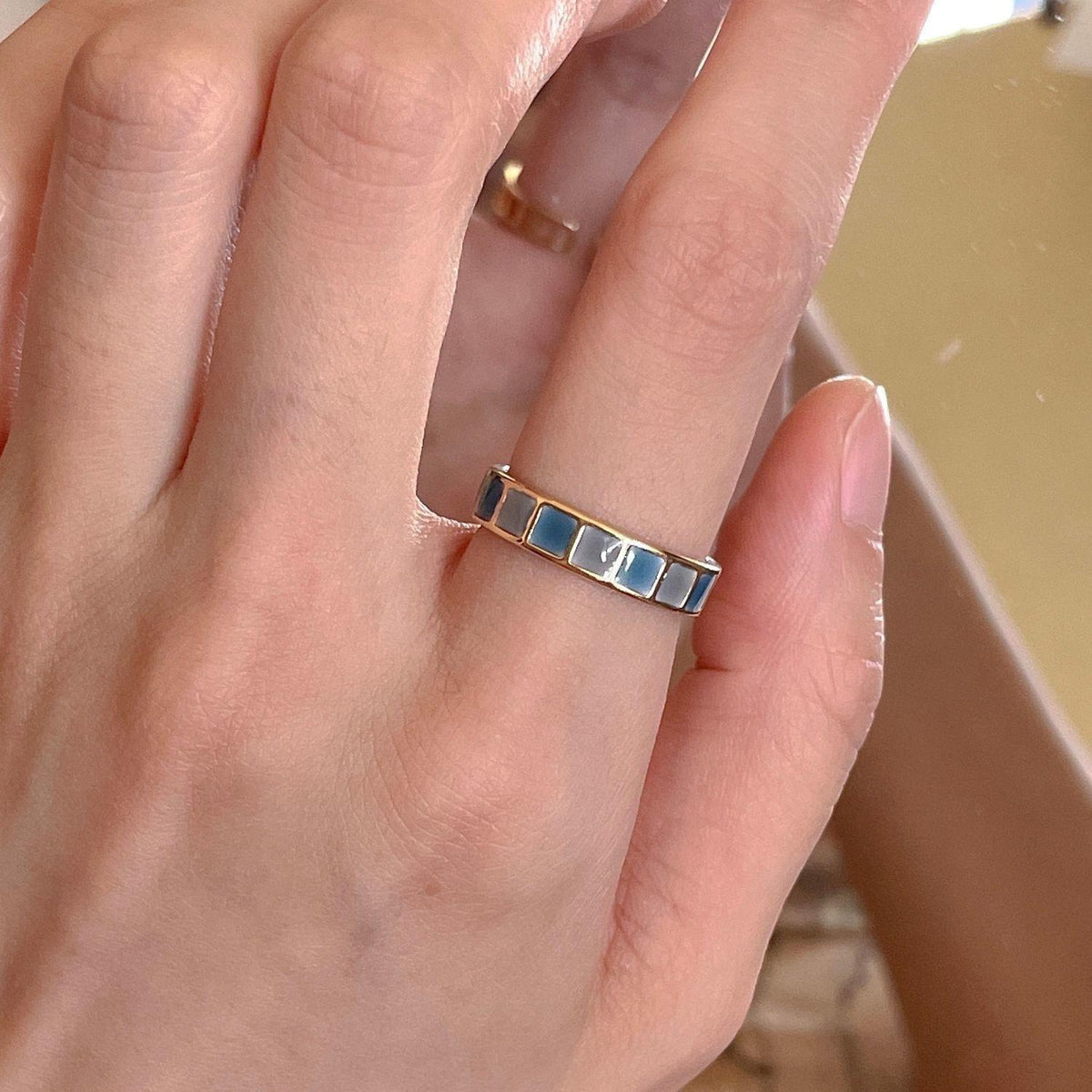 Emerald Design Ring Women's High-End Fashion Personality Cold Style Niche Open Index Finger Ring Ins Ring
