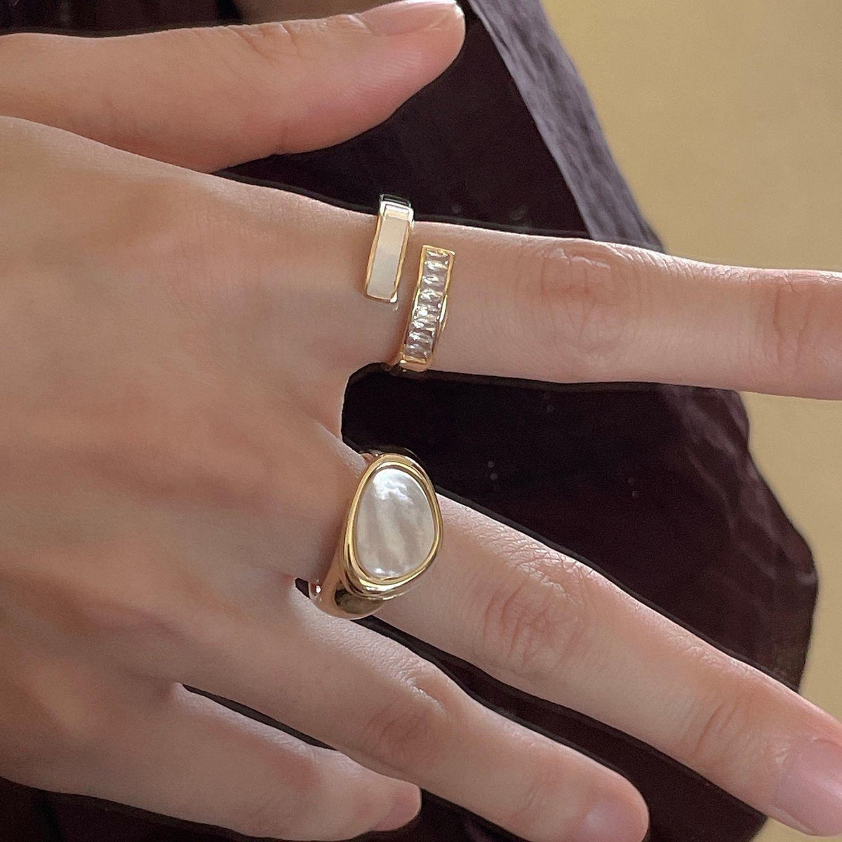 Emerald Design Ring Women's High-End Fashion Personality Cold Style Niche Open Index Finger Ring Ins Ring