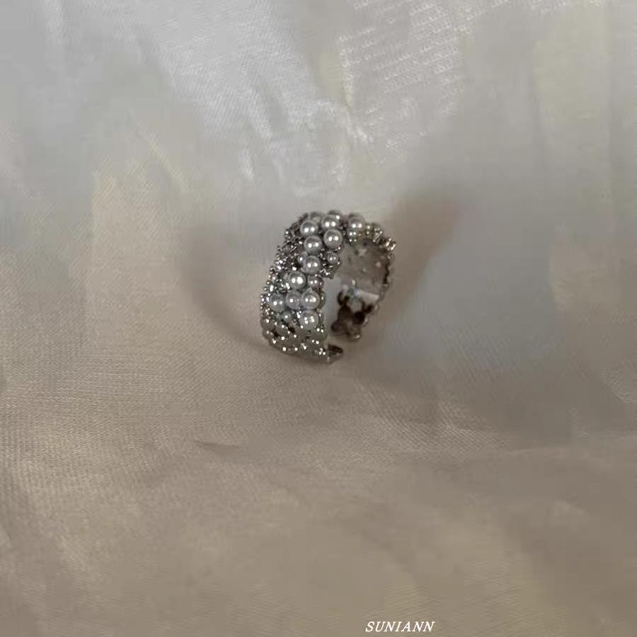 Light Luxury High-Grade Pearl Ring Female Niche Design Ins Style Open Adjustable Index Finger Ring Personality Ring