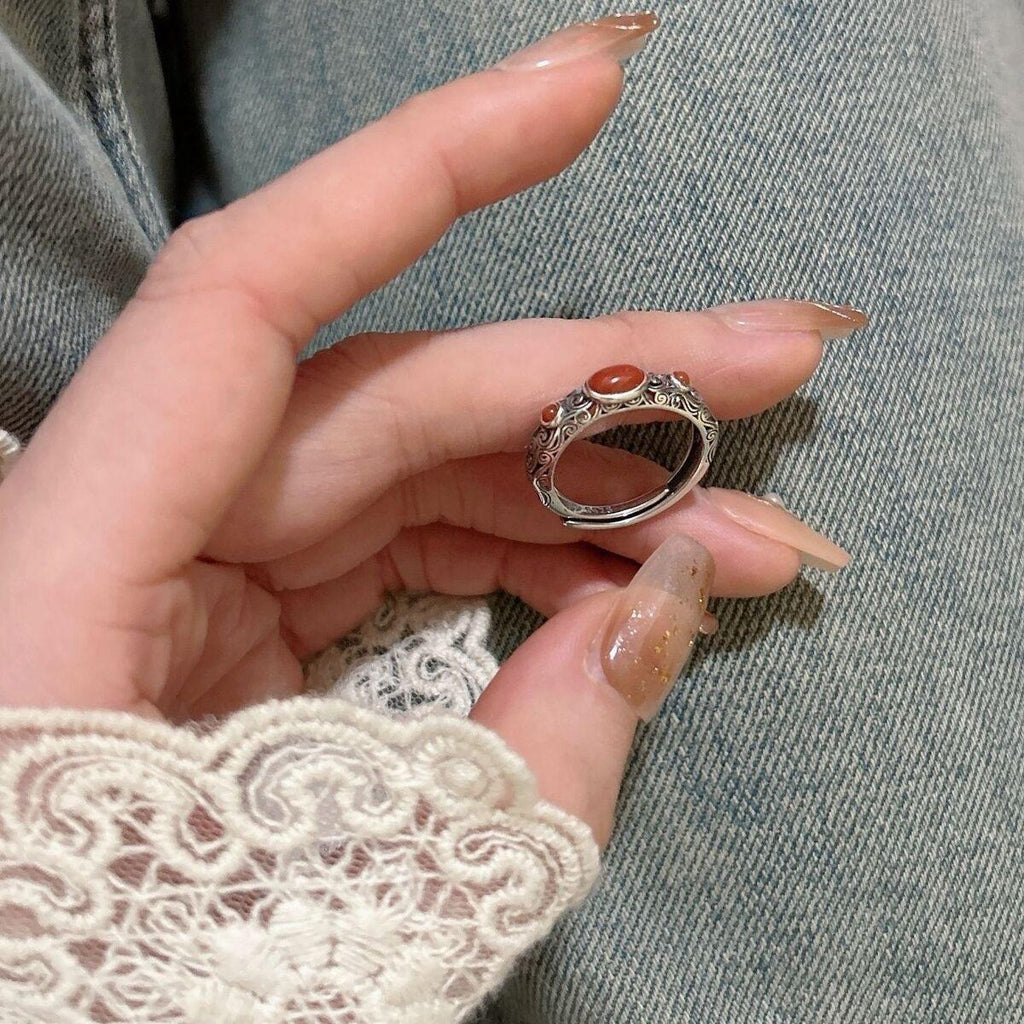Retro National Fashion Ring Lucky Jewelry Fu Lu Gourd National Style Open Adjustable Men's and Women's Ring Index Finger Creative