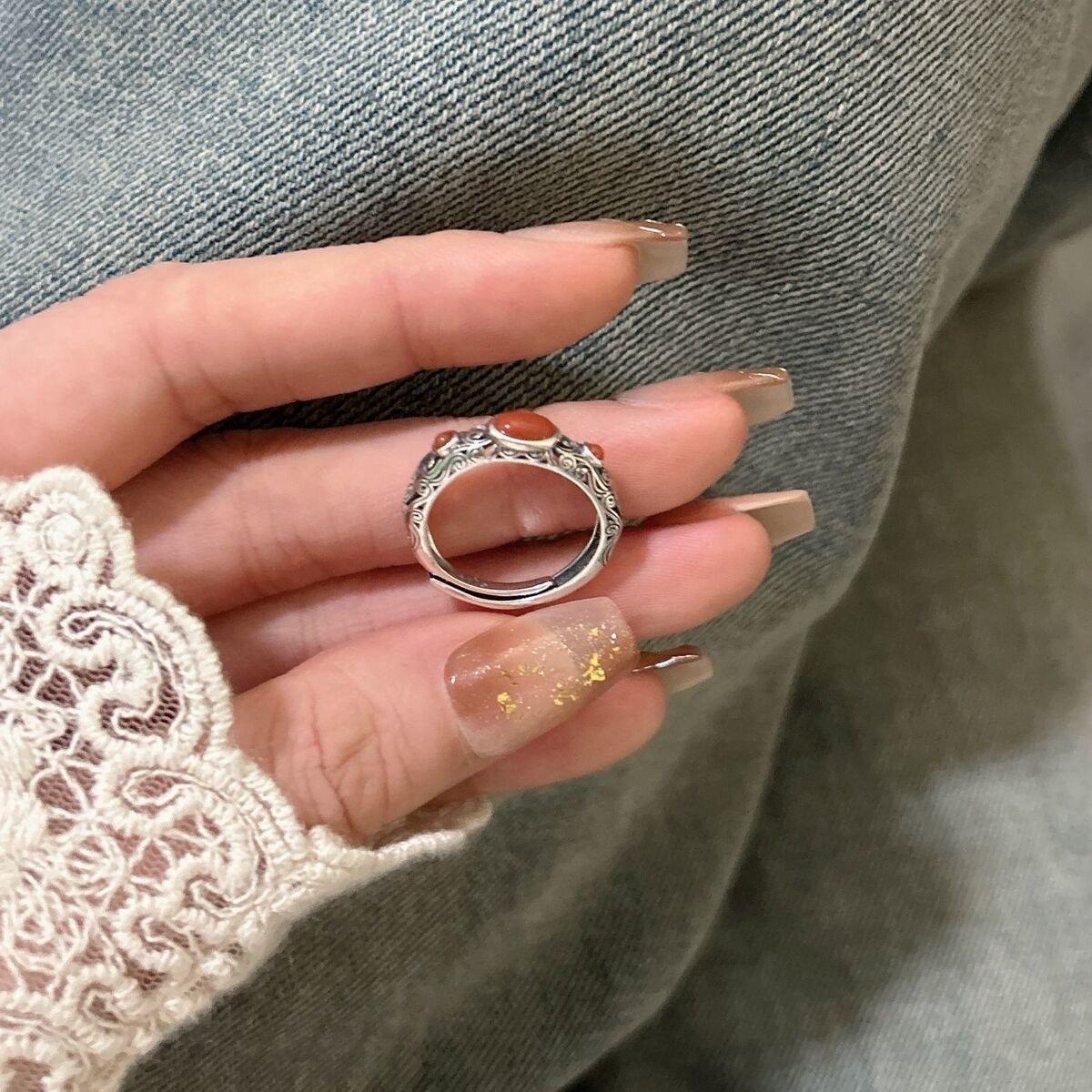 Retro National Fashion Ring Lucky Jewelry Fu Lu Gourd National Style Open Adjustable Men's and Women's Ring Index Finger Creative