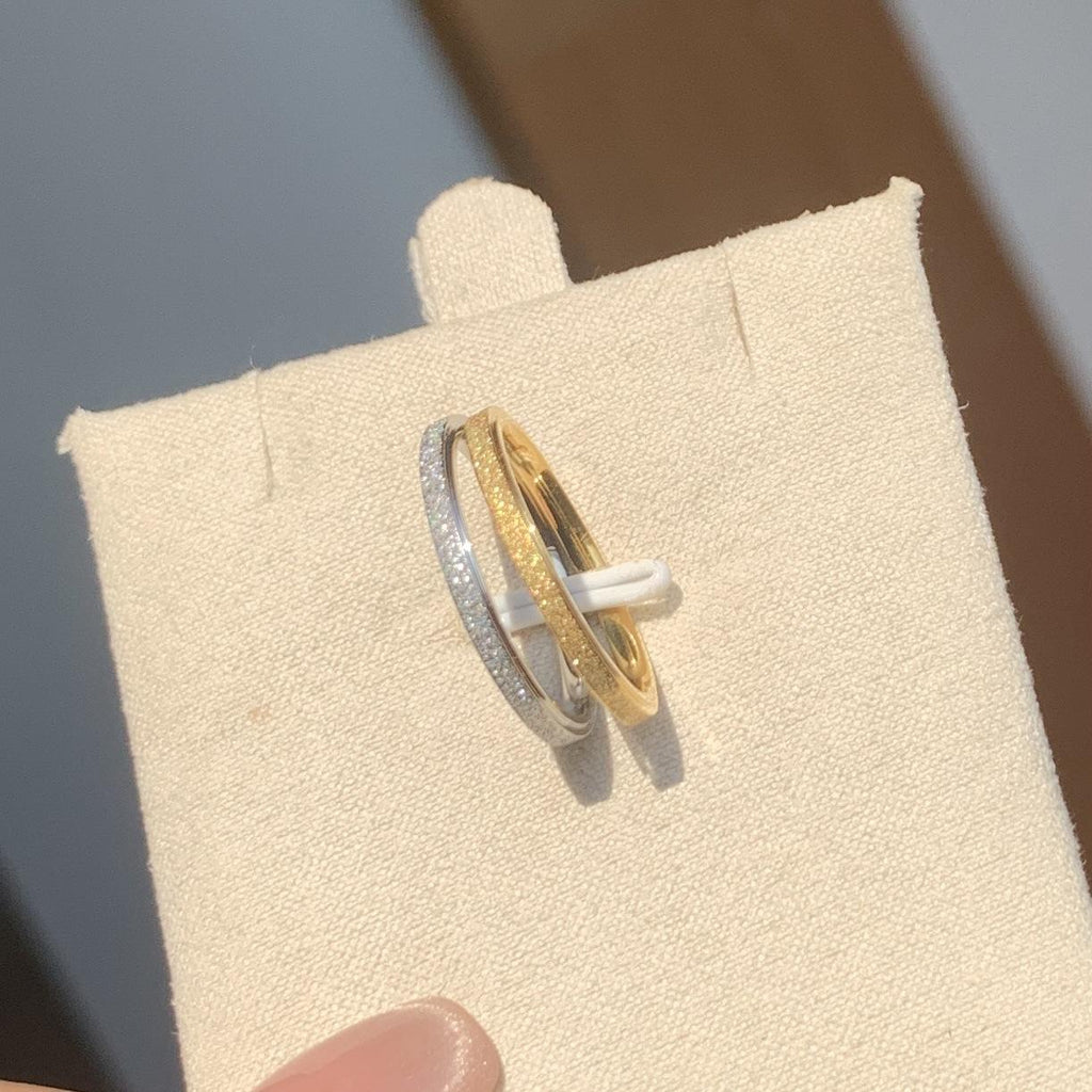 Baoman Fine Frosted Starry Shining Ring Female Ins Niche High-Grade Index Ring Pair Ring Plain Ring Tail Ring