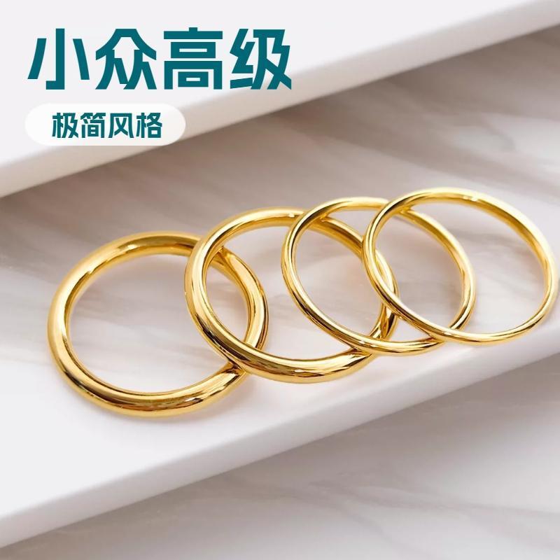 European and American Cross-Border Stainless Steel Plain Ring Female Niche High Sense Ins Gold round Wire Ring Non-Fading Jewelry