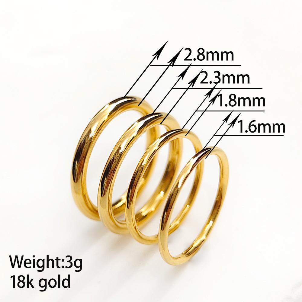 European and American Cross-Border Stainless Steel Plain Ring Female Niche High Sense Ins Gold round Wire Ring Non-Fading Jewelry