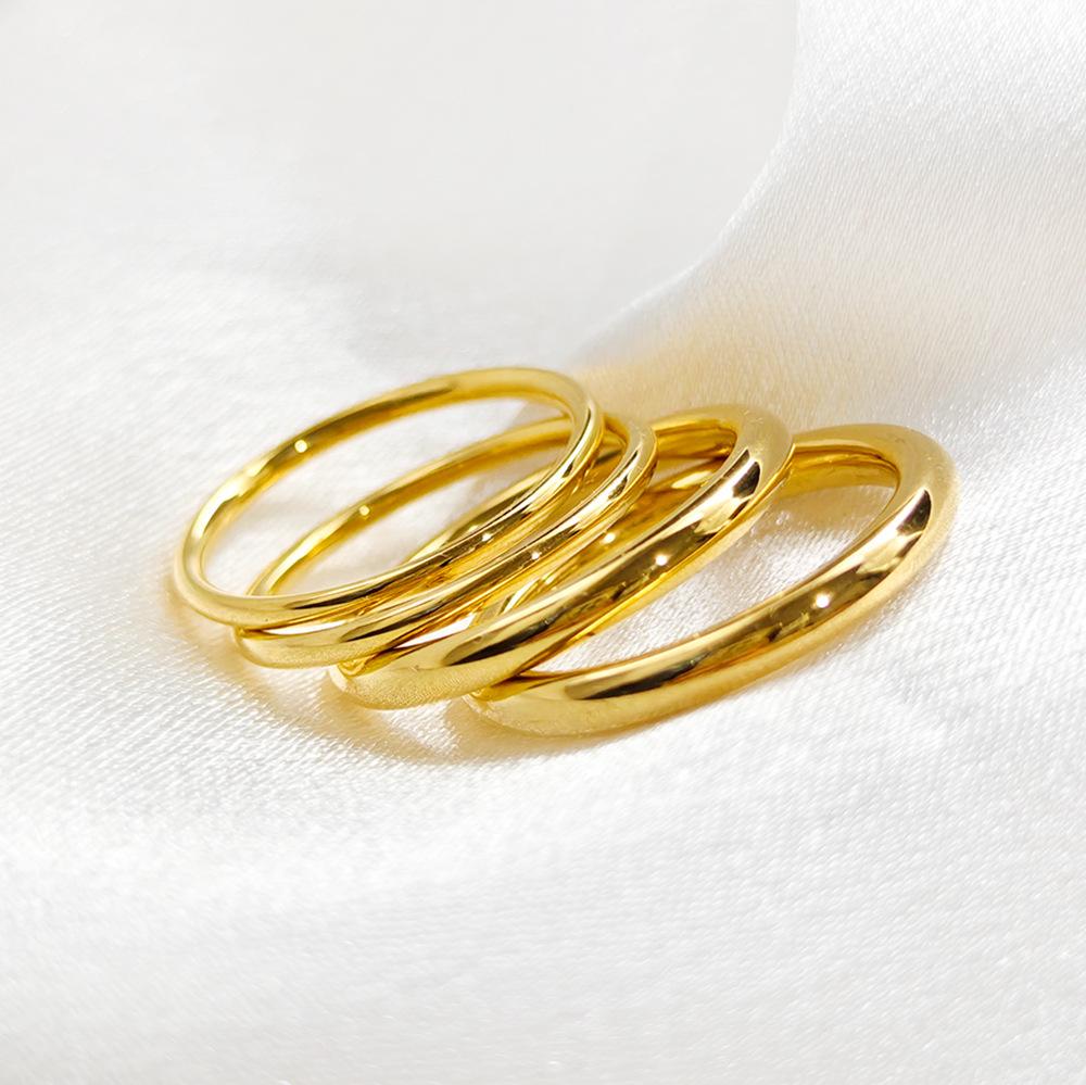 European and American Cross-Border Stainless Steel Plain Ring Female Niche High Sense Ins Gold round Wire Ring Non-Fading Jewelry