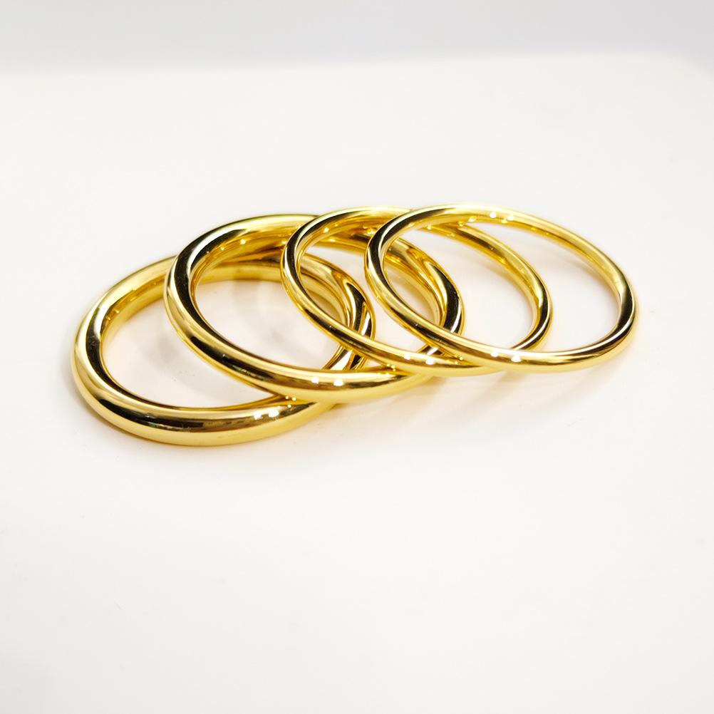 European and American Cross-Border Stainless Steel Plain Ring Female Niche High Sense Ins Gold round Wire Ring Non-Fading Jewelry