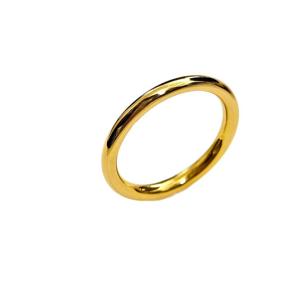 European and American Cross-Border Stainless Steel Plain Ring Female Niche High Sense Ins Gold round Wire Ring Non-Fading Jewelry