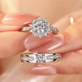 Wedding Open Mouth Ring Luxury Wedding Simulation Diamond Ring Men's and Women's Open Adjustable Proposal Couple Ring
