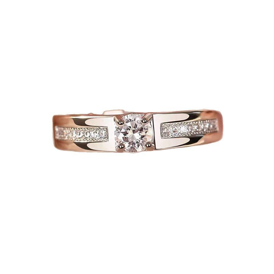 Wedding Open Mouth Ring Luxury Wedding Simulation Diamond Ring Men's and Women's Open Adjustable Proposal Couple Ring