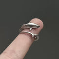 Korean Style Niche Design Long Tail Shark Ring Female Unique Light Luxury High-Grade Open Adjustable Diet Ring Cute Gift