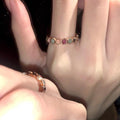 Rainbow Gem Ring Female Niche Design Open Adjustable Ring Sweet Cool Hot Girl Style Jewelry High-Grade Ring