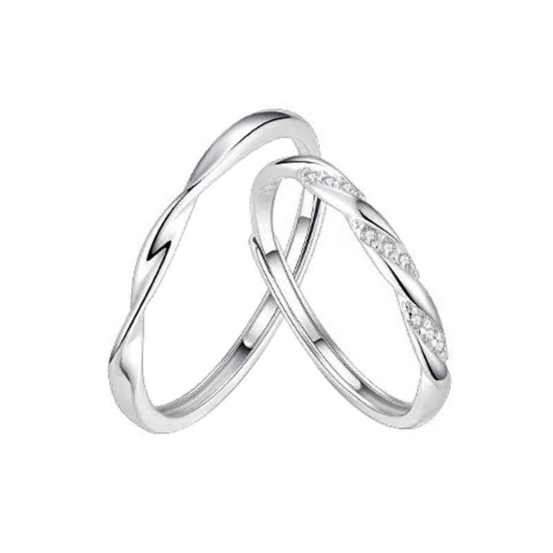 Mobius Couple Ring a Pair of Three-Generation Three-Generation Men's and Women's Open Ring for Girlfriend Birthday Gift
