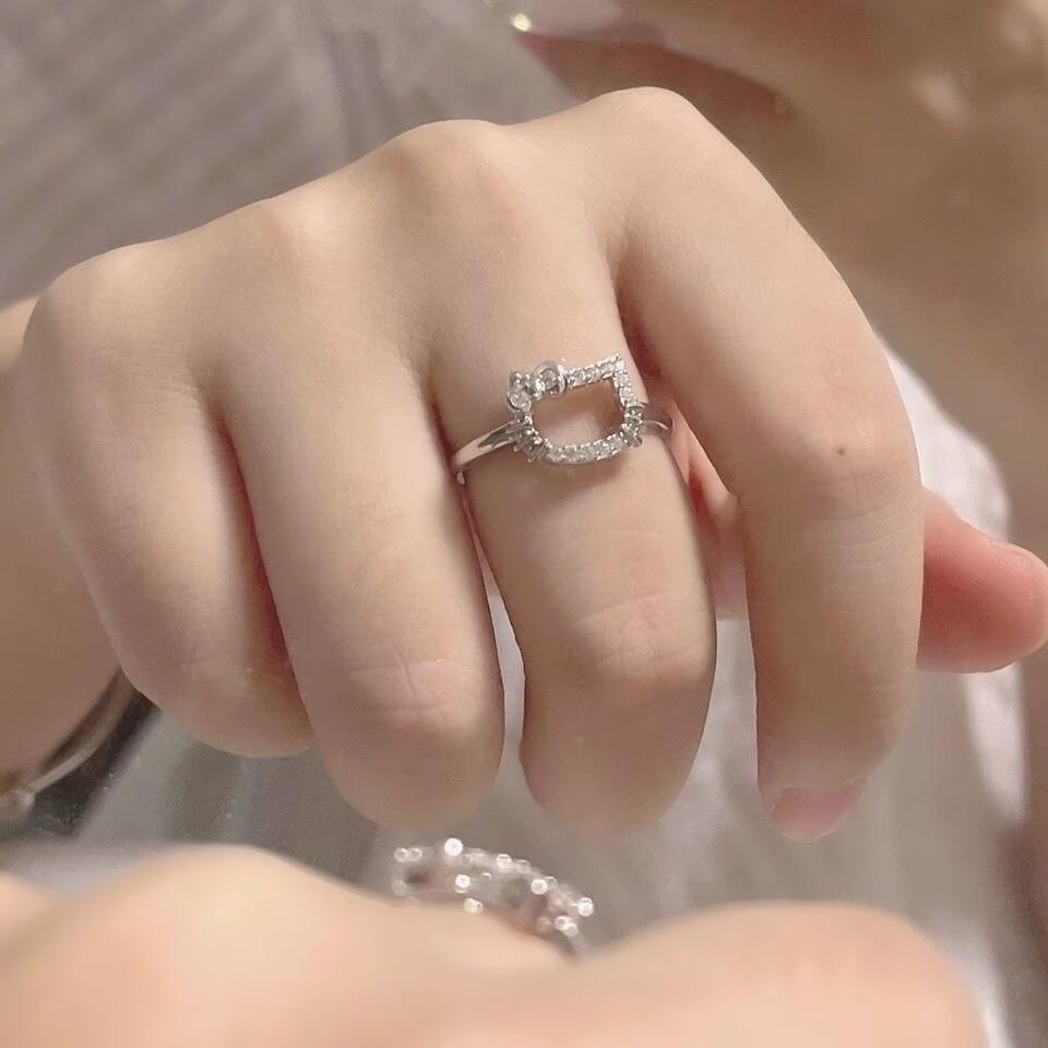 Kuaishou KT Cat Ring Girl Cartoon Soft Girl Ring Girlfriends Simple Gift for Girlfriend