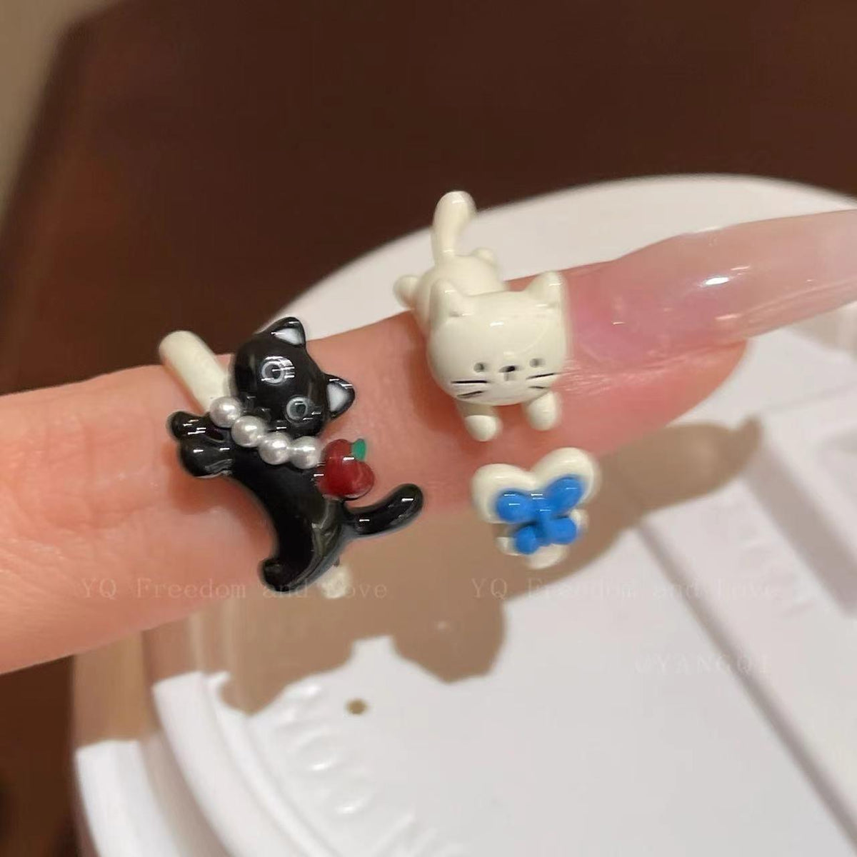 Cute Kitten Ring Creative Open Ring Niche Cute Sweet Girl Fashion Ring Bracelet Fashion