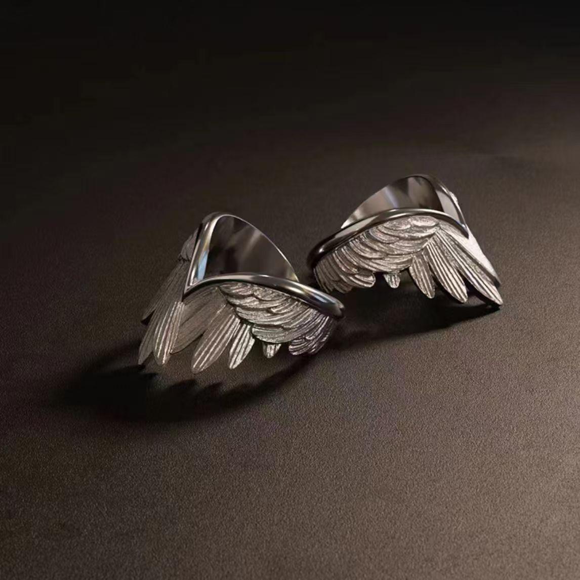 Angel Wings Wing Ring Men's Fashion Cool Feather Fashion Creative Wing Ring Retro