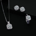 Cross-Border Hot Sale Square Bag Diamond Necklace Ring Female 1 Karat Ear Studs Ring Clavicle Chain TikTok Live Supply