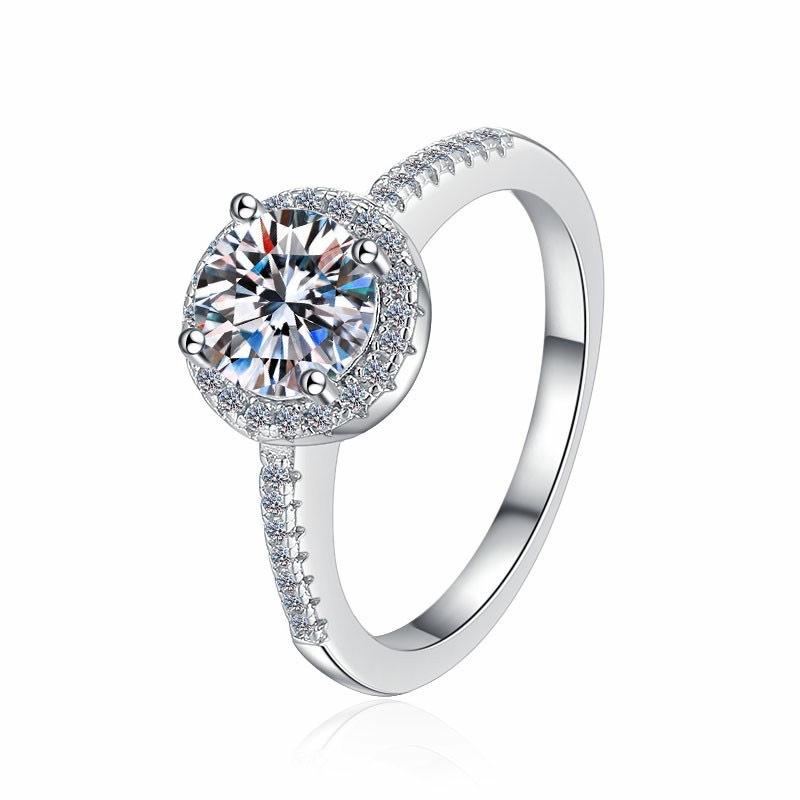 Cross-Border Hot Sale Square Bag Diamond Necklace Ring Female 1 Karat Ear Studs Ring Clavicle Chain TikTok Live Supply