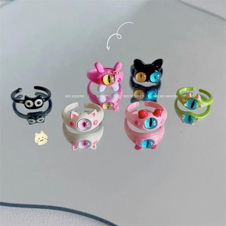 Little Monster Collection ~ Cute One-Eye Monster Ring Ins Student Niche Design Unique Open Ring