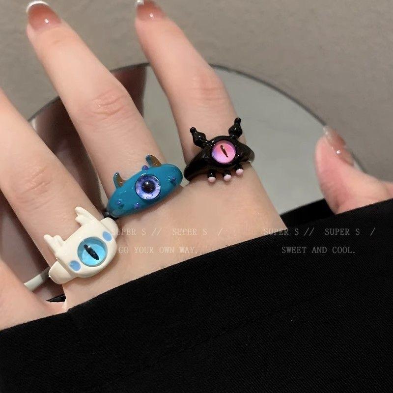 Little Monster Collection ~ Cute One-Eye Monster Ring Ins Student Niche Design Unique Open Ring